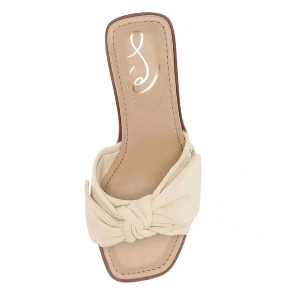 SAM EDELMAN Women's Darcie Ivory LEATHER Bow Kitten Heels Sandals Size 8.5 NWT - Picture 3 of 11